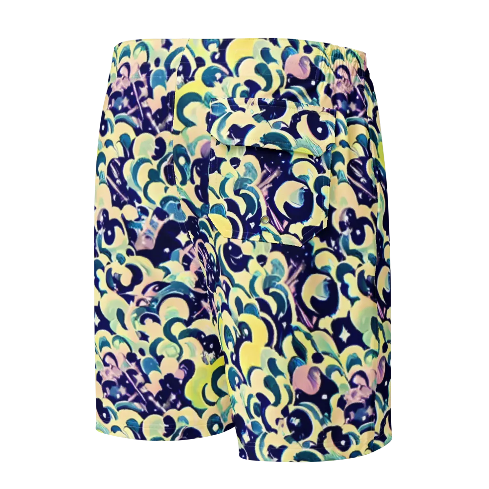 Neon Petal Storm on Men's Board Shorts — Back