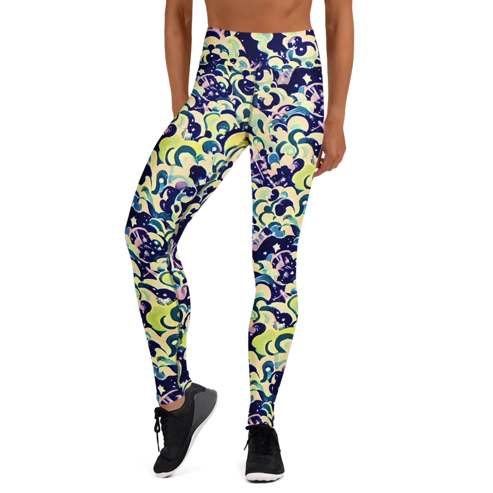Neon Petal Storm on Yoga Leggings — Front