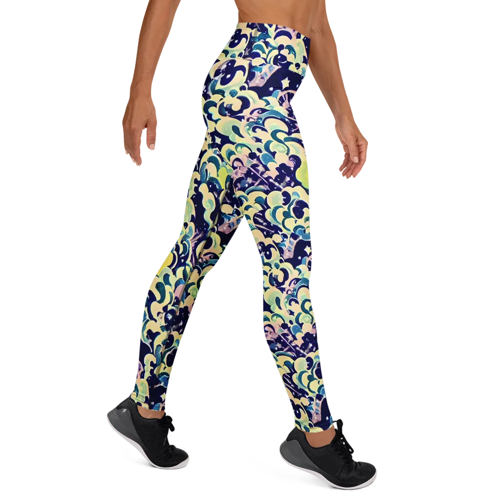 Neon Petal Storm on Yoga Leggings — Right