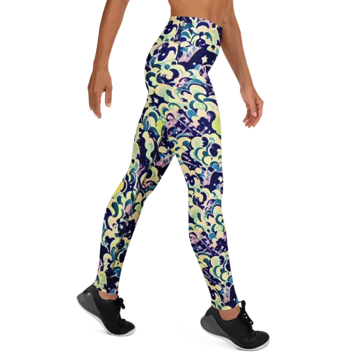 Neon Petal Storm on a Yoga Leggings