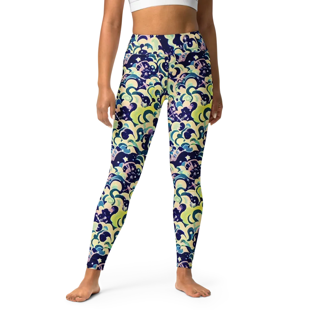 Neon Petal Storm on Yoga Leggings — Front