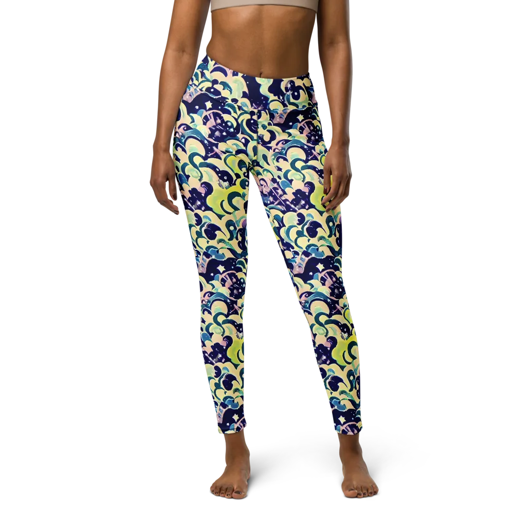 Neon Petal Storm on Yoga Leggings — Front