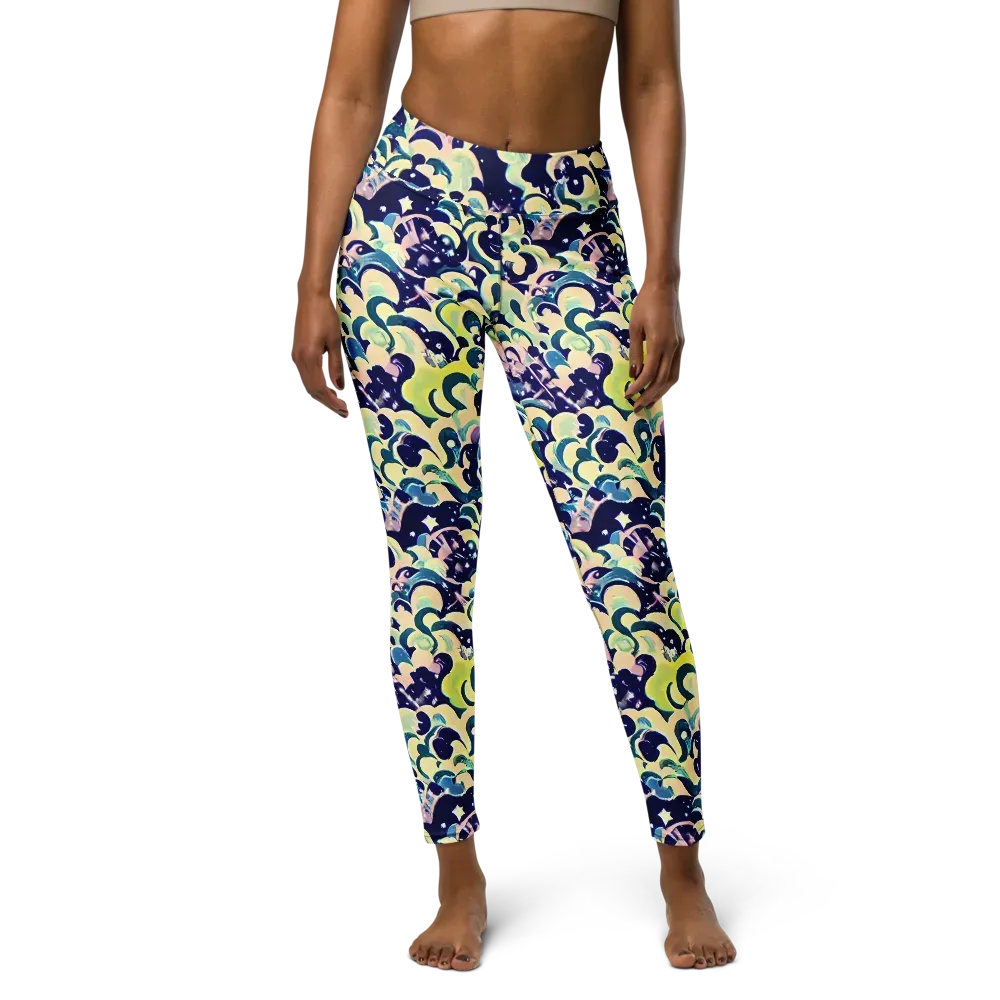 Neon Petal Storm on Yoga Leggings — Front