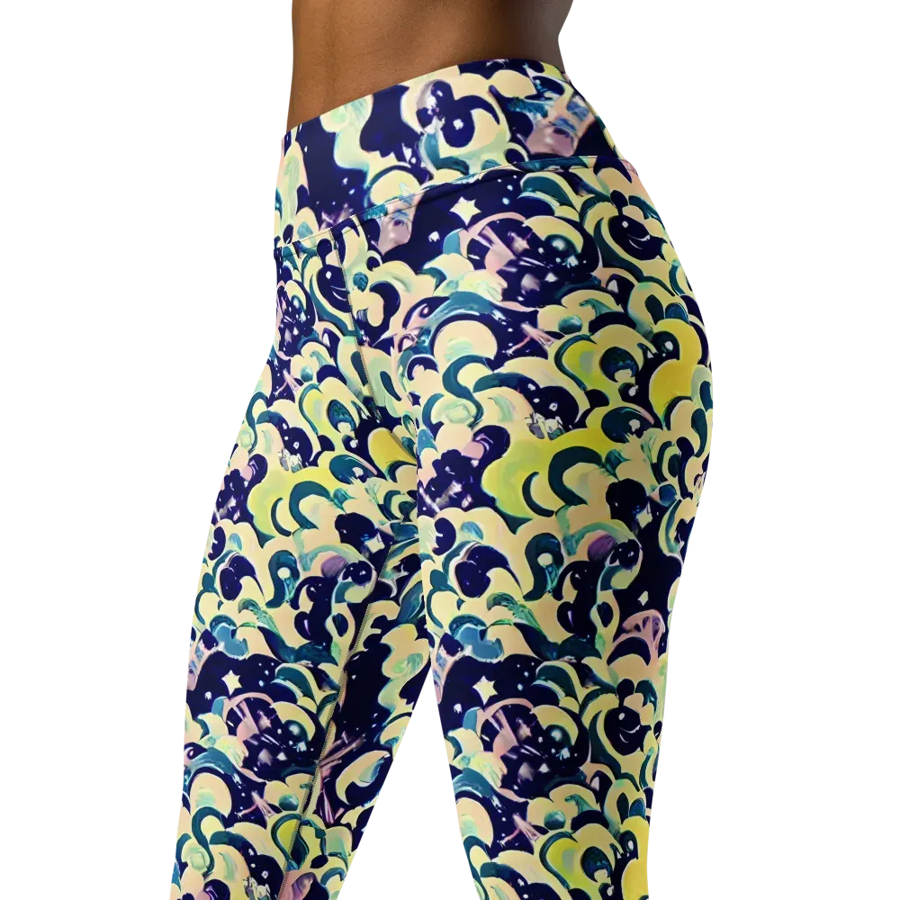 Neon Petal Storm on Yoga Leggings — Left Front