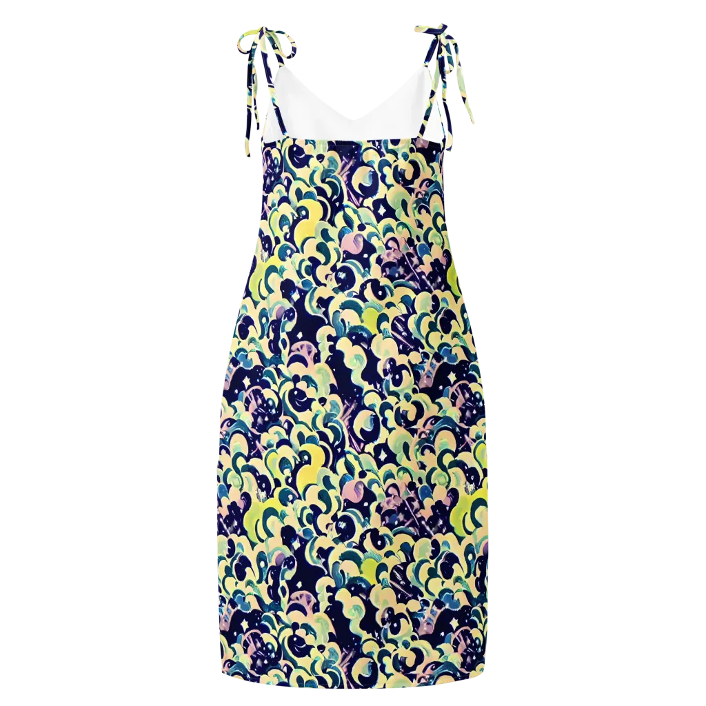 Neon Petal Storm on Slip Dress — Back