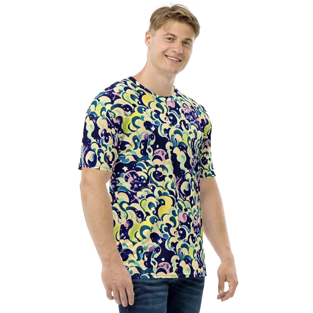 Neon Petal Storm on Men's Crew Neck T-Shirt — Right