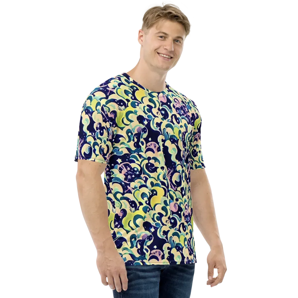 Neon Petal Storm on Men's Crew Neck T-Shirt — Right