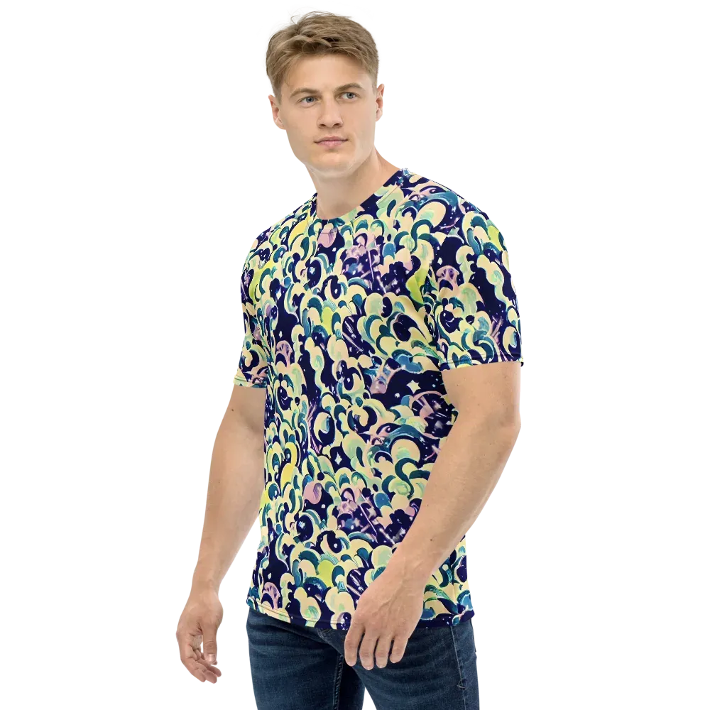 Neon Petal Storm on Men's Crew Neck T-Shirt — Left