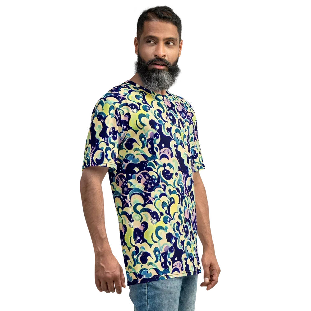 Neon Petal Storm on Men's Crew Neck T-Shirt — Right