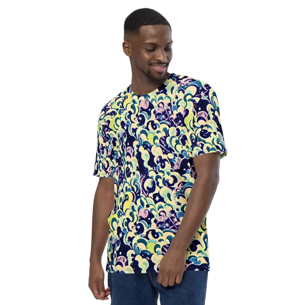 Neon Petal Storm on Men's Crew Neck T-Shirt — Left