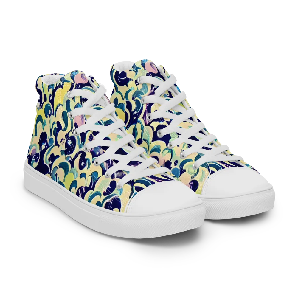 Neon Petal Storm on Men's High Top Canvas Shoes — Right Front