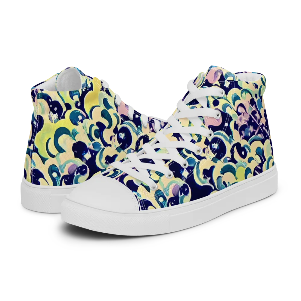 Neon Petal Storm on Men's High Top Canvas Shoes — Left