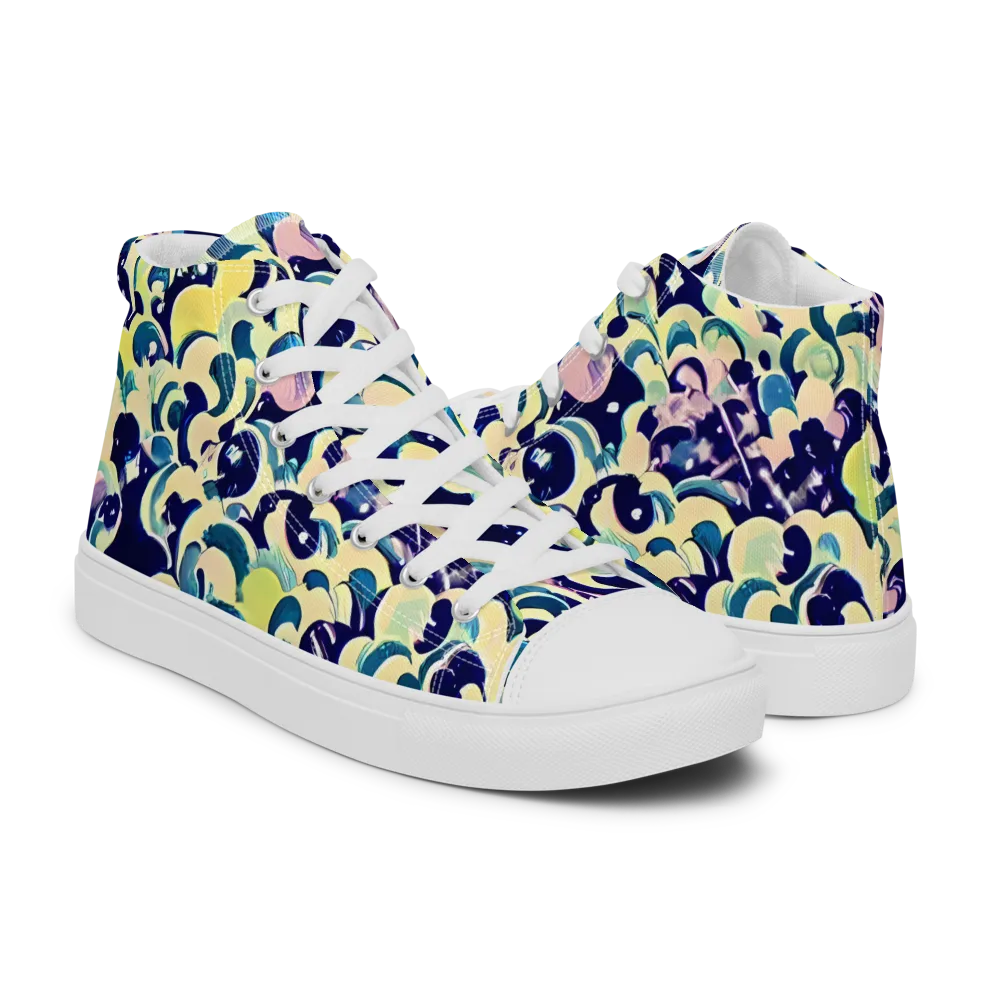Neon Petal Storm on Men's High Top Canvas Shoes — Right