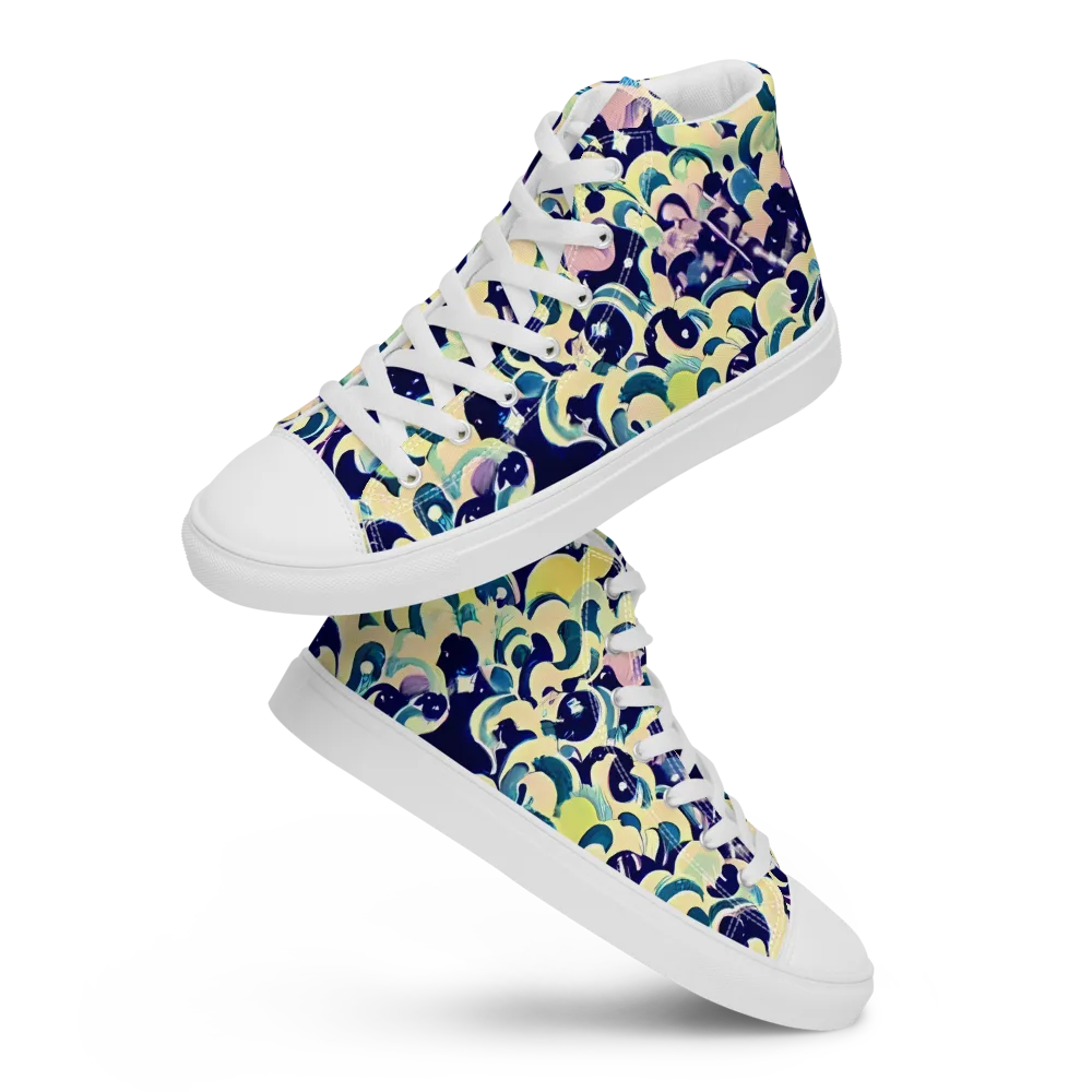 Neon Petal Storm on Men's High Top Canvas Shoes — Front