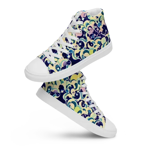 Neon Petal Storm on a Men's High Top Canvas Shoes