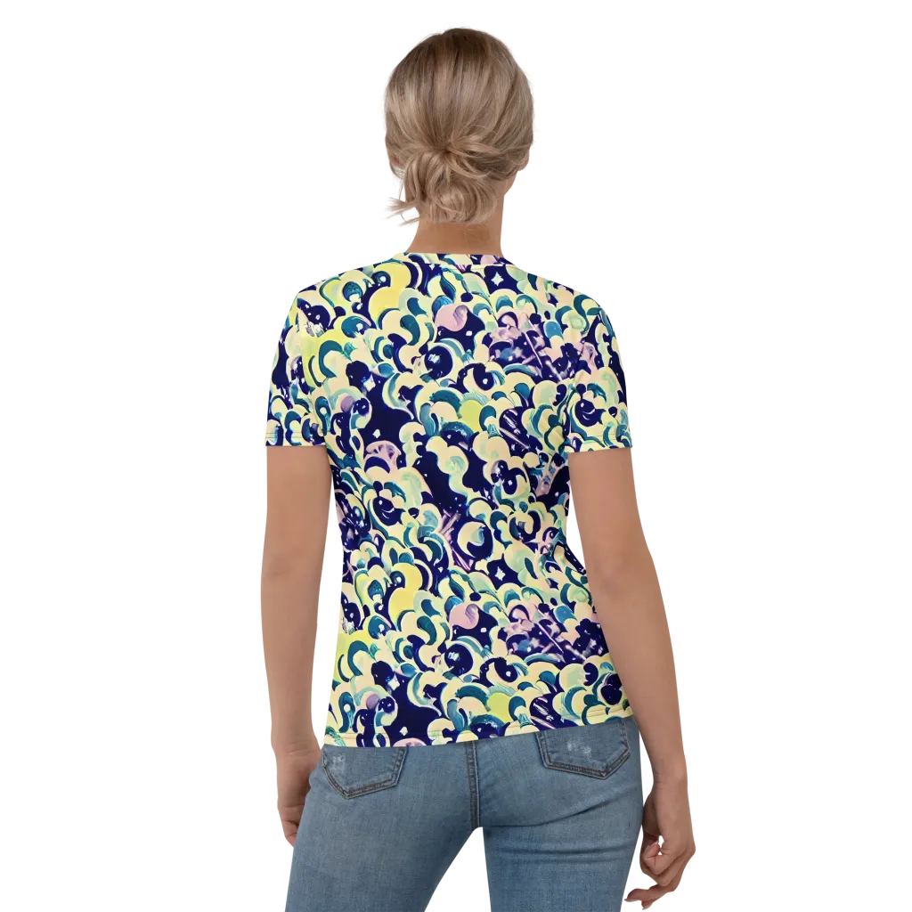 Neon Petal Storm on Women's Crew Neck T-Shirt — Back