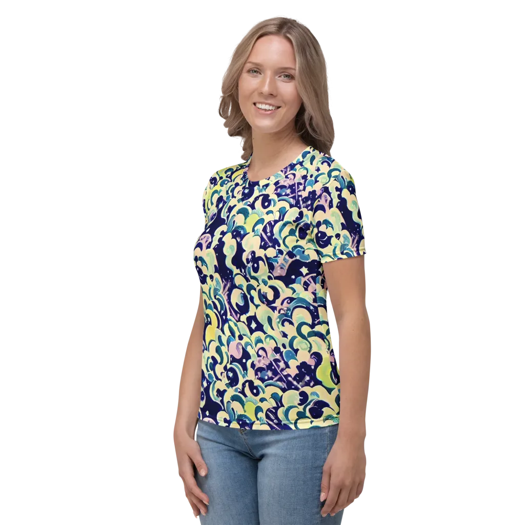 Neon Petal Storm on Women's Crew Neck T-Shirt — Left