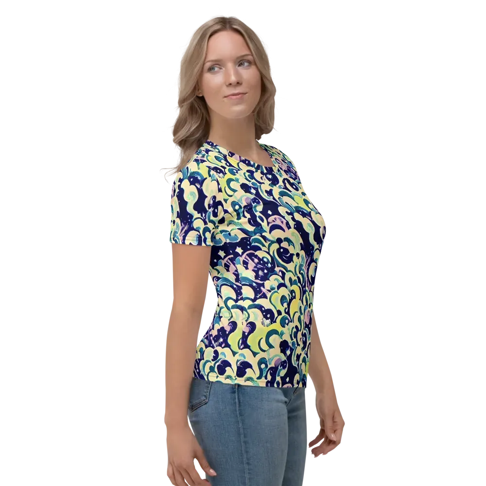 Neon Petal Storm on Women's Crew Neck T-Shirt — Right