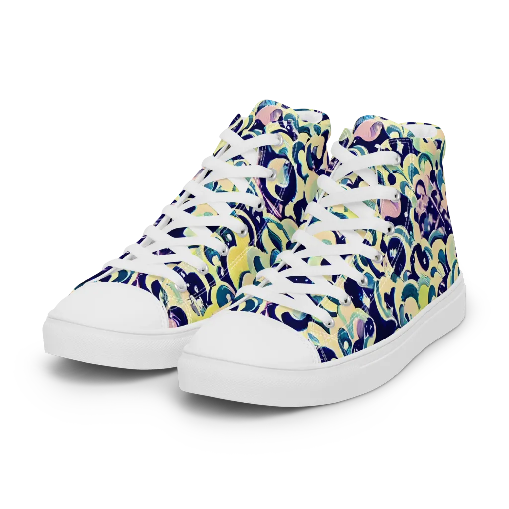 Neon Petal Storm on Women's High Top Canvas Shoes — Left Front