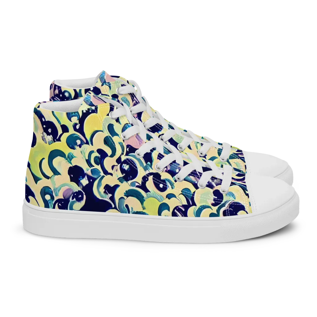 Neon Petal Storm on Women's High Top Canvas Shoes — Right