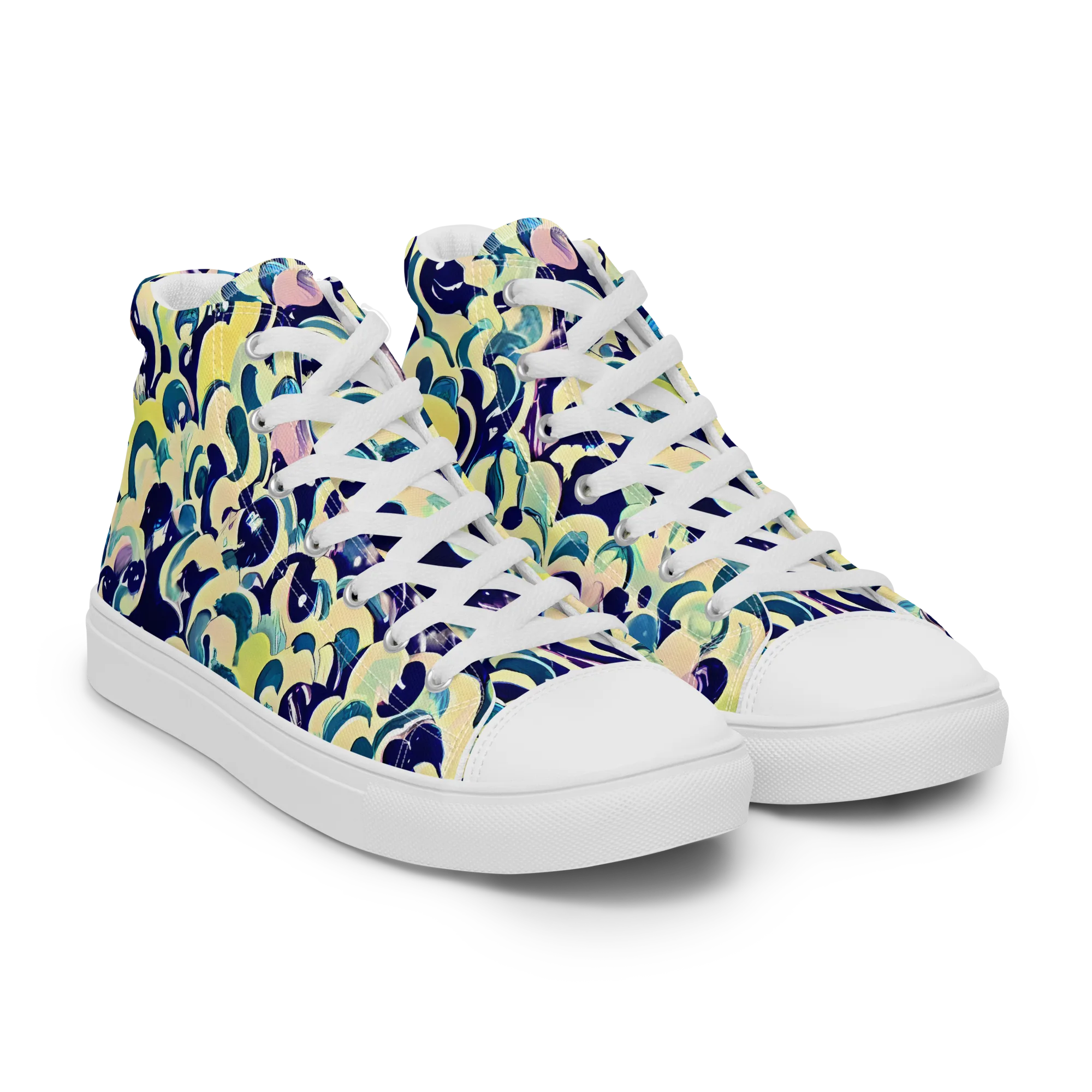 Neon Petal Storm on Women's High Top Canvas Shoes — Right Front
