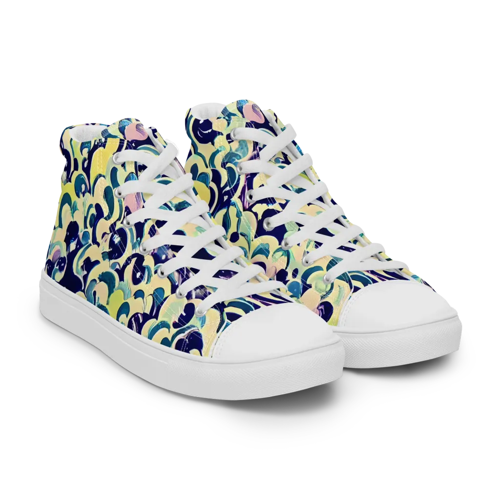 Neon Petal Storm on Women's High Top Canvas Shoes — Right Front