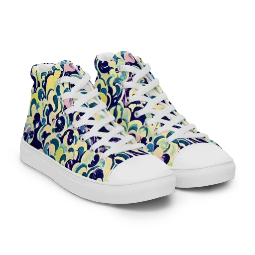 Neon Petal Storm on a Women's High Top Canvas Shoes