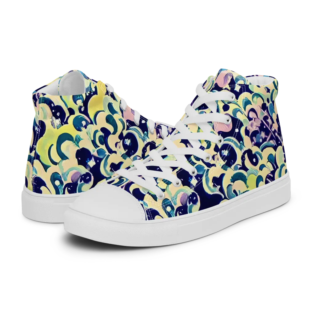 Neon Petal Storm on Women's High Top Canvas Shoes — Left