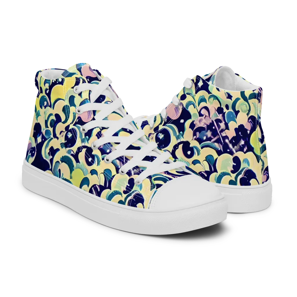 Neon Petal Storm on Women's High Top Canvas Shoes — Right