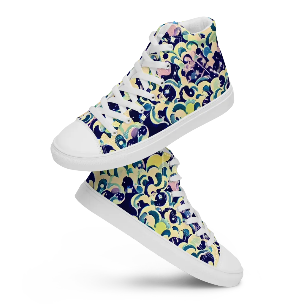 Neon Petal Storm on Women's High Top Canvas Shoes — Front