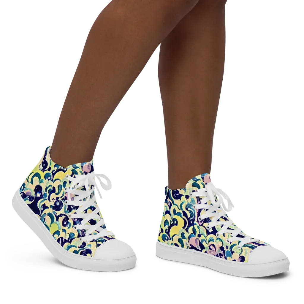 Neon Petal Storm on Women's High Top Canvas Shoes — Right