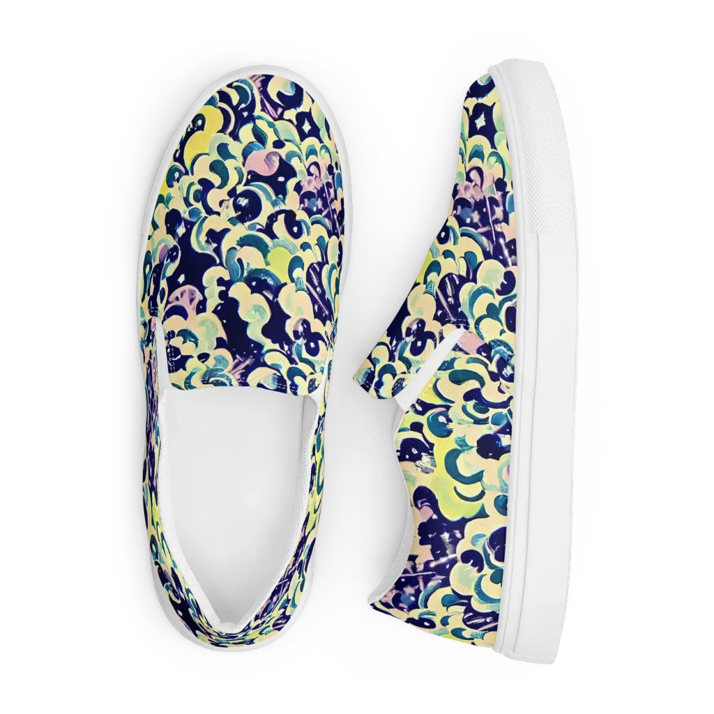 Neon Petal Storm on Men's Slip-On Canvas Shoes — Front