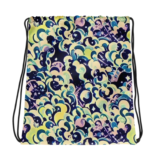 Neon Petal Storm on a Drawstring Bag