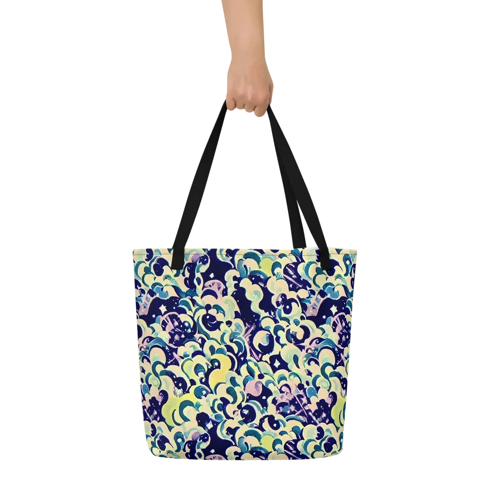 Neon Petal Storm on Large Tote Bag W/ Pocket — Front