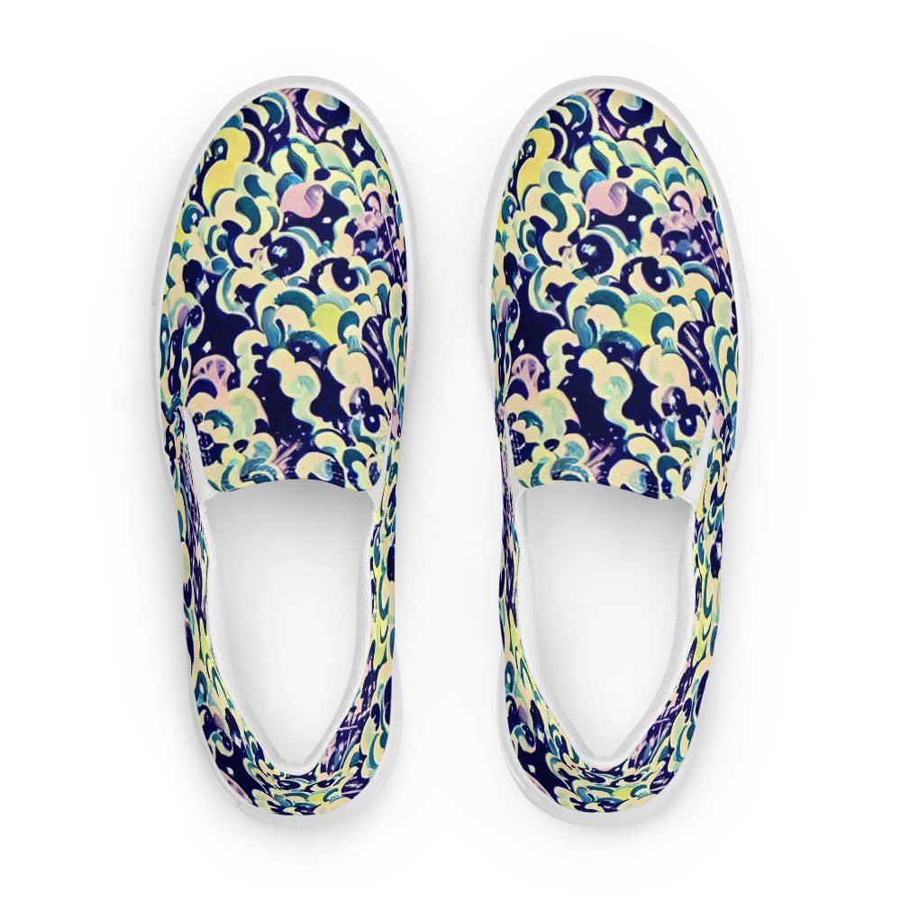 Neon Petal Storm on Women's Slip-On Canvas Shoes — Front