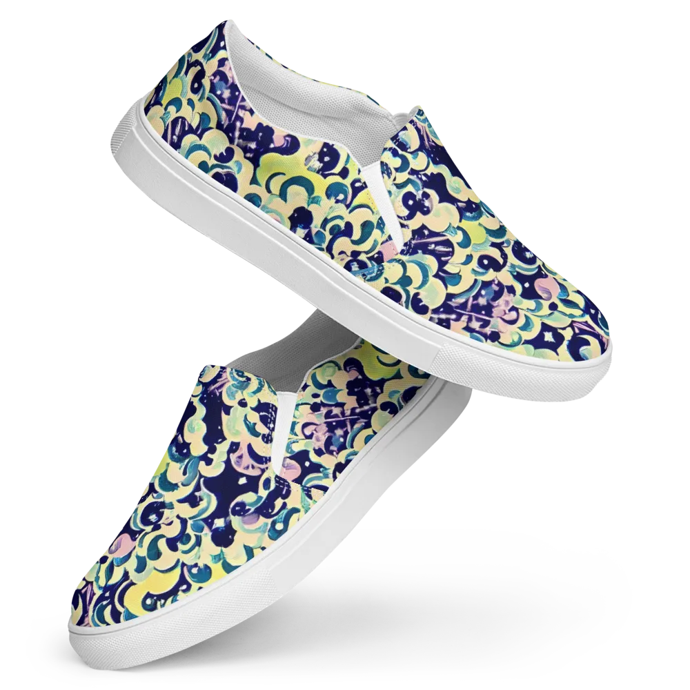 Neon Petal Storm on Women's Slip-On Canvas Shoes — Front