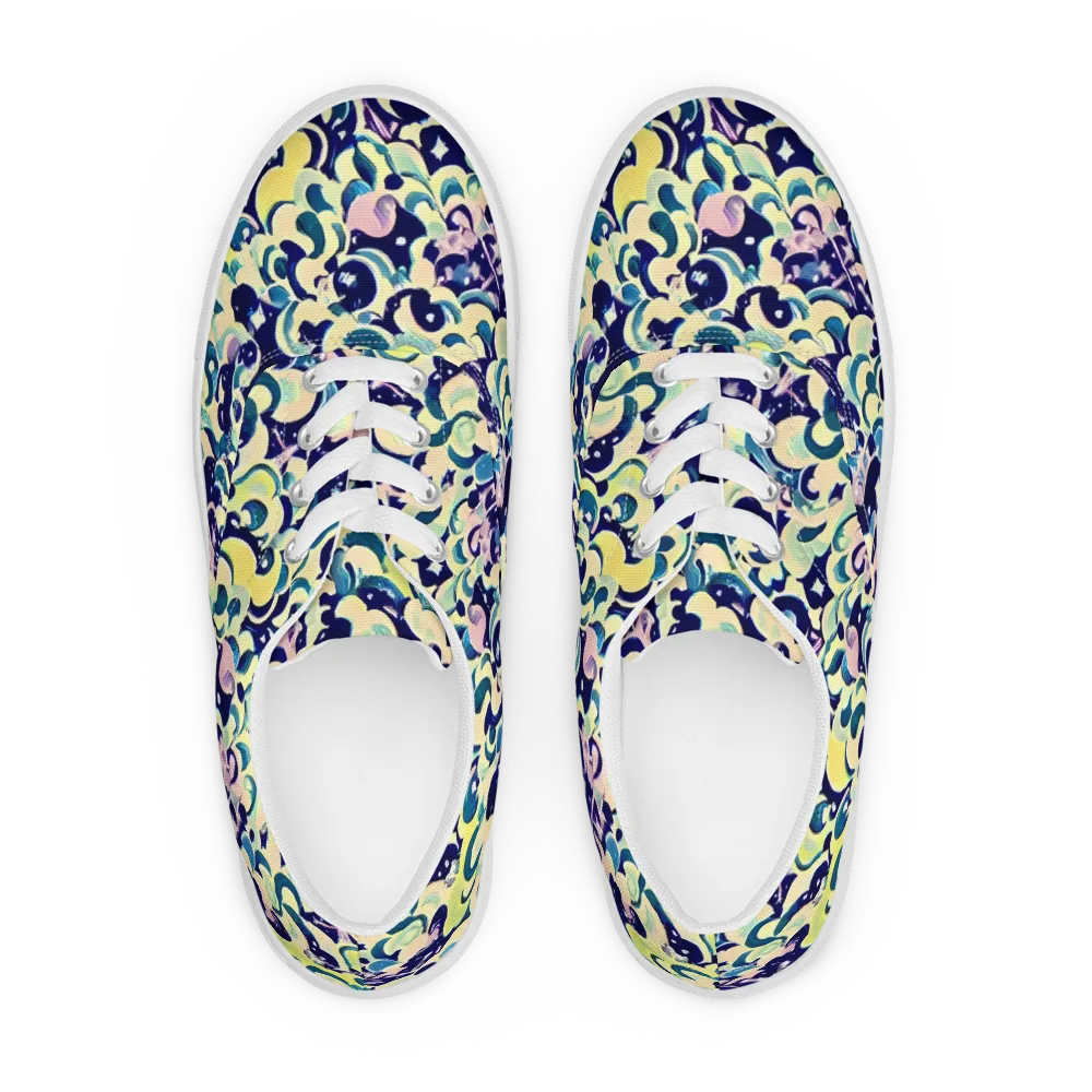Neon Petal Storm on Men's Lace-Up Canvas Shoes — Front