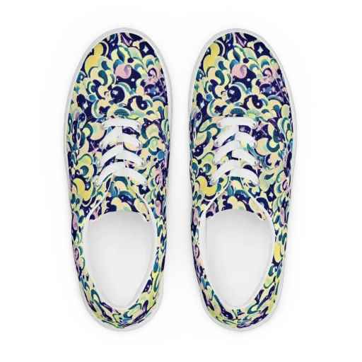 Neon Petal Storm on a Men's Lace-Up Canvas Shoes