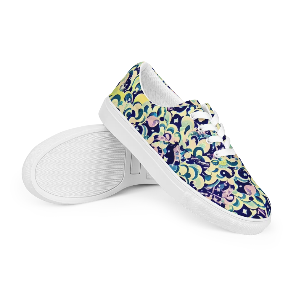 Neon Petal Storm on Men's Lace-Up Canvas Shoes — Right Front
