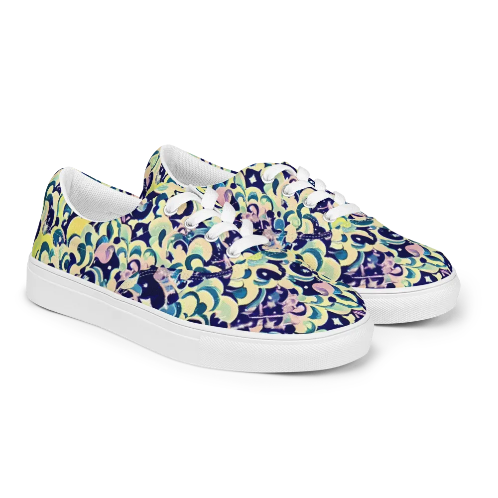Neon Petal Storm on Men's Lace-Up Canvas Shoes — Right Front