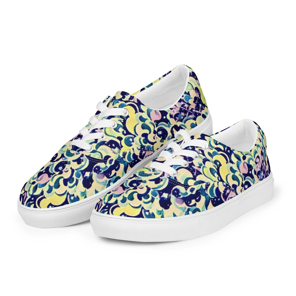 Neon Petal Storm on Men's Lace-Up Canvas Shoes — Left Front