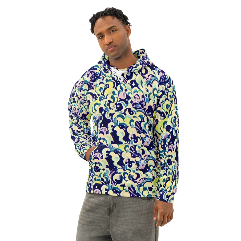 Neon Petal Storm on Cotton Hoodie — Left Front