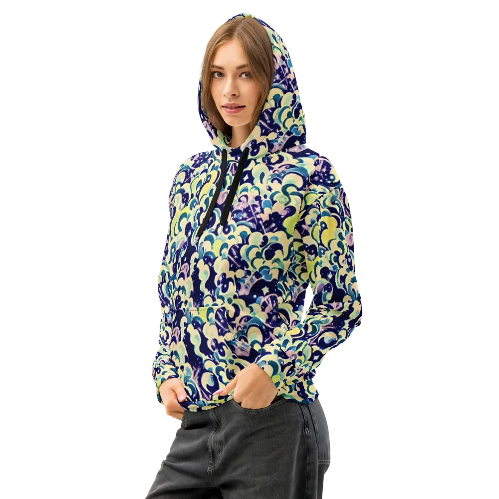Neon Petal Storm on Cotton Hoodie — Left Front