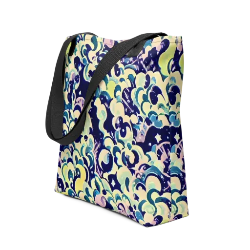 Neon Petal Storm on a Tote Bag