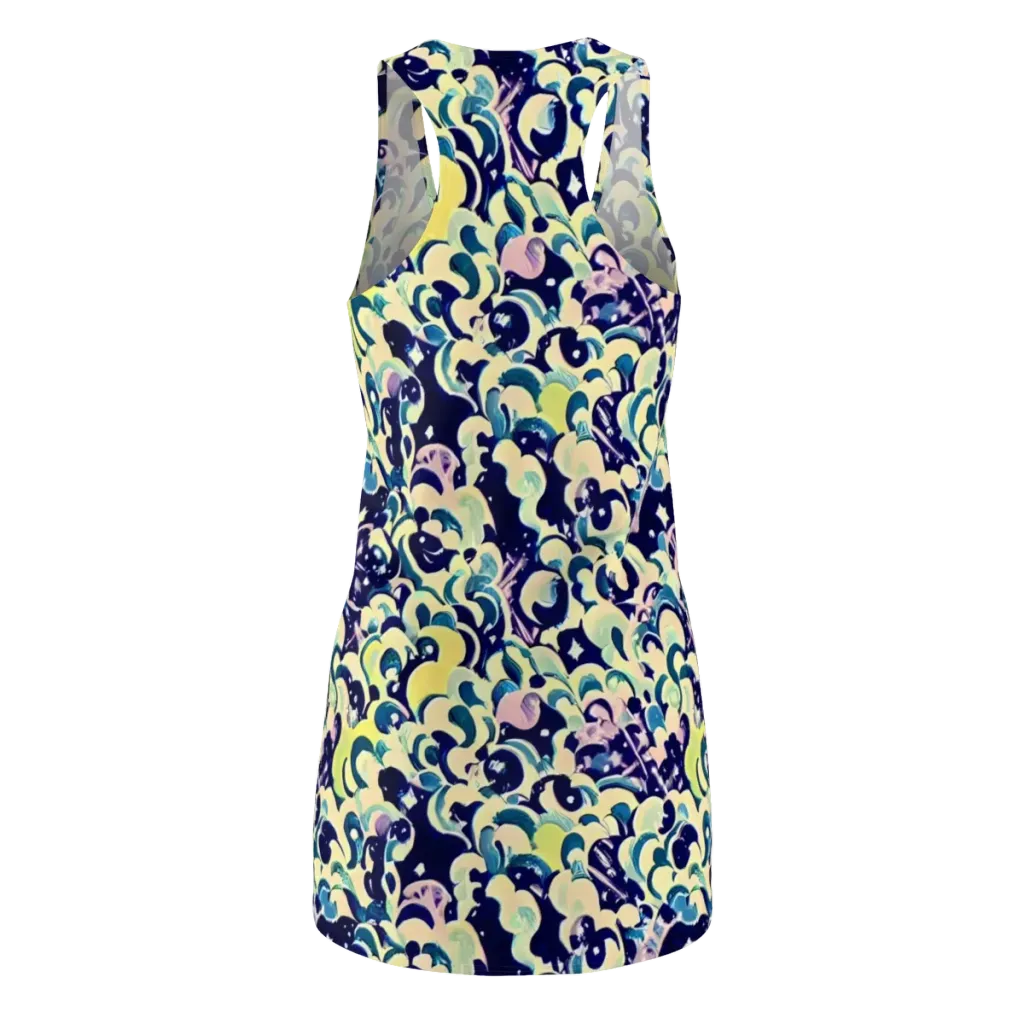 Neon Petal Storm on Racerback Dress — Back