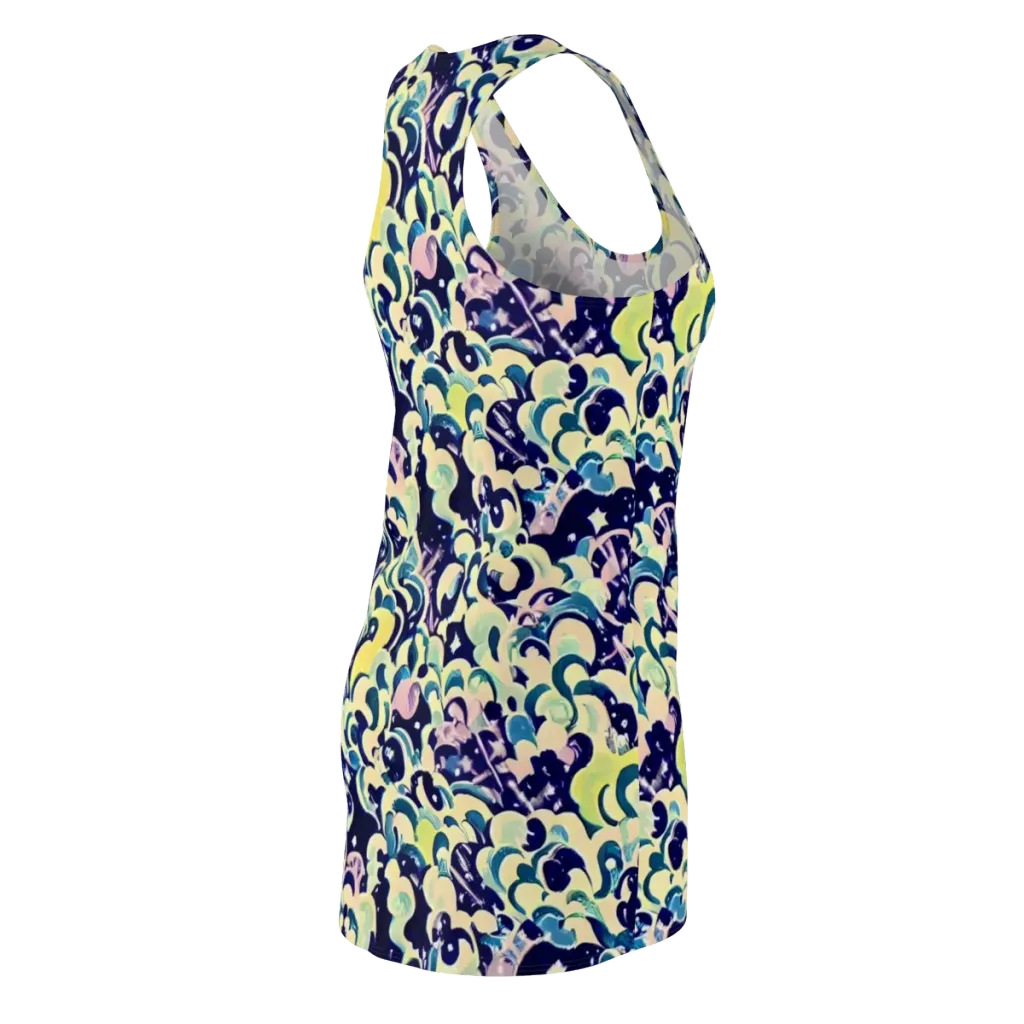 Neon Petal Storm on Racerback Dress — Back Side