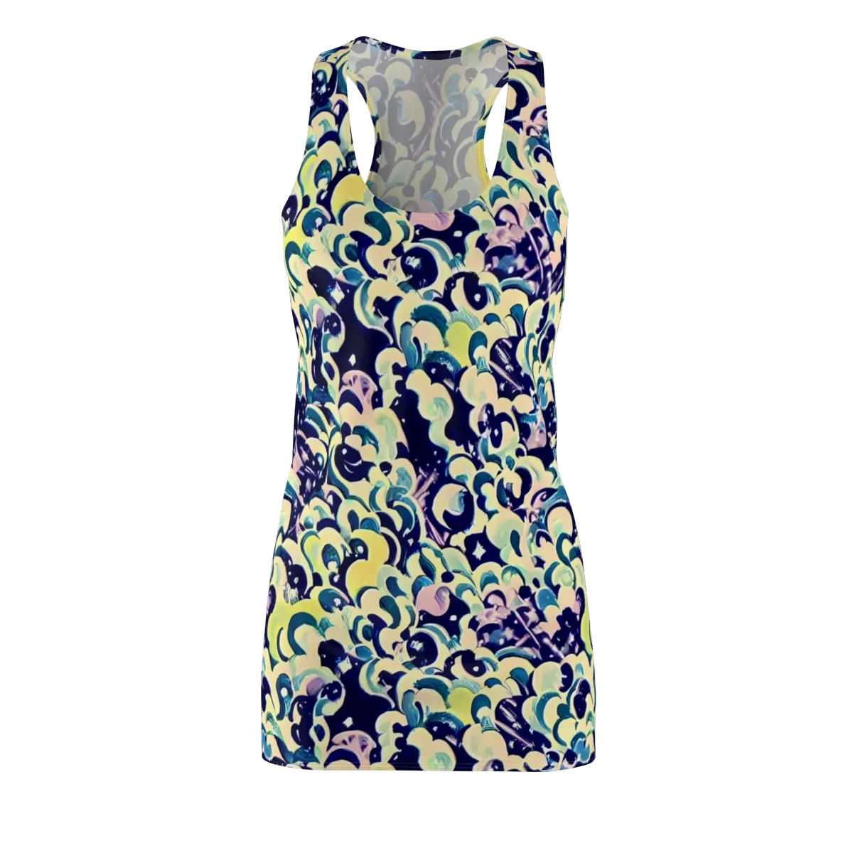 Neon Petal Storm on Racerback Dress — Front