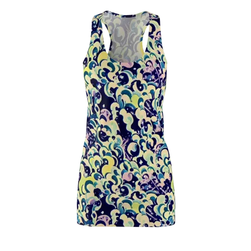 Neon Petal Storm on a Racerback Dress