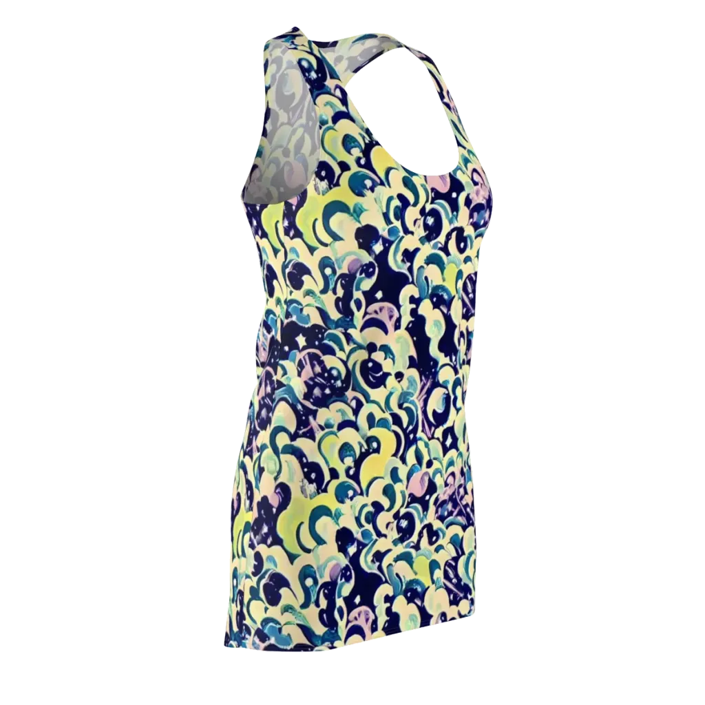 Neon Petal Storm on Racerback Dress — Front Side