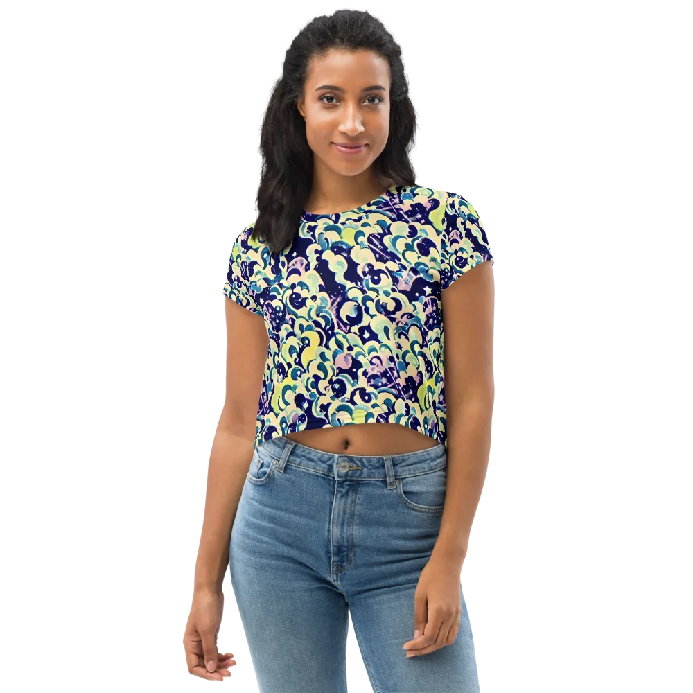 Neon Petal Storm on Crop Tee — Front